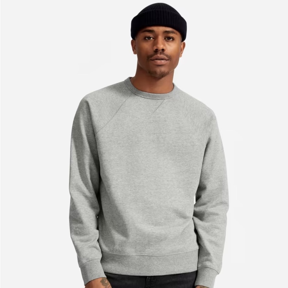 Everlane Men’s Grey Unisex French Terry Long Sleeve Crewneck Sweatshirt